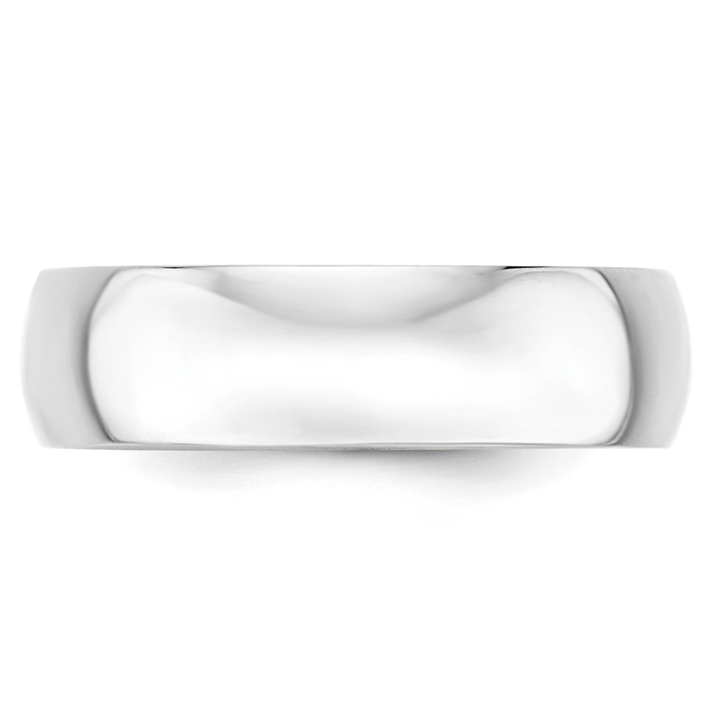 10k White Gold 6mm Lightweight Half Round Wedding Band Size 10 (1WHRL060-10)