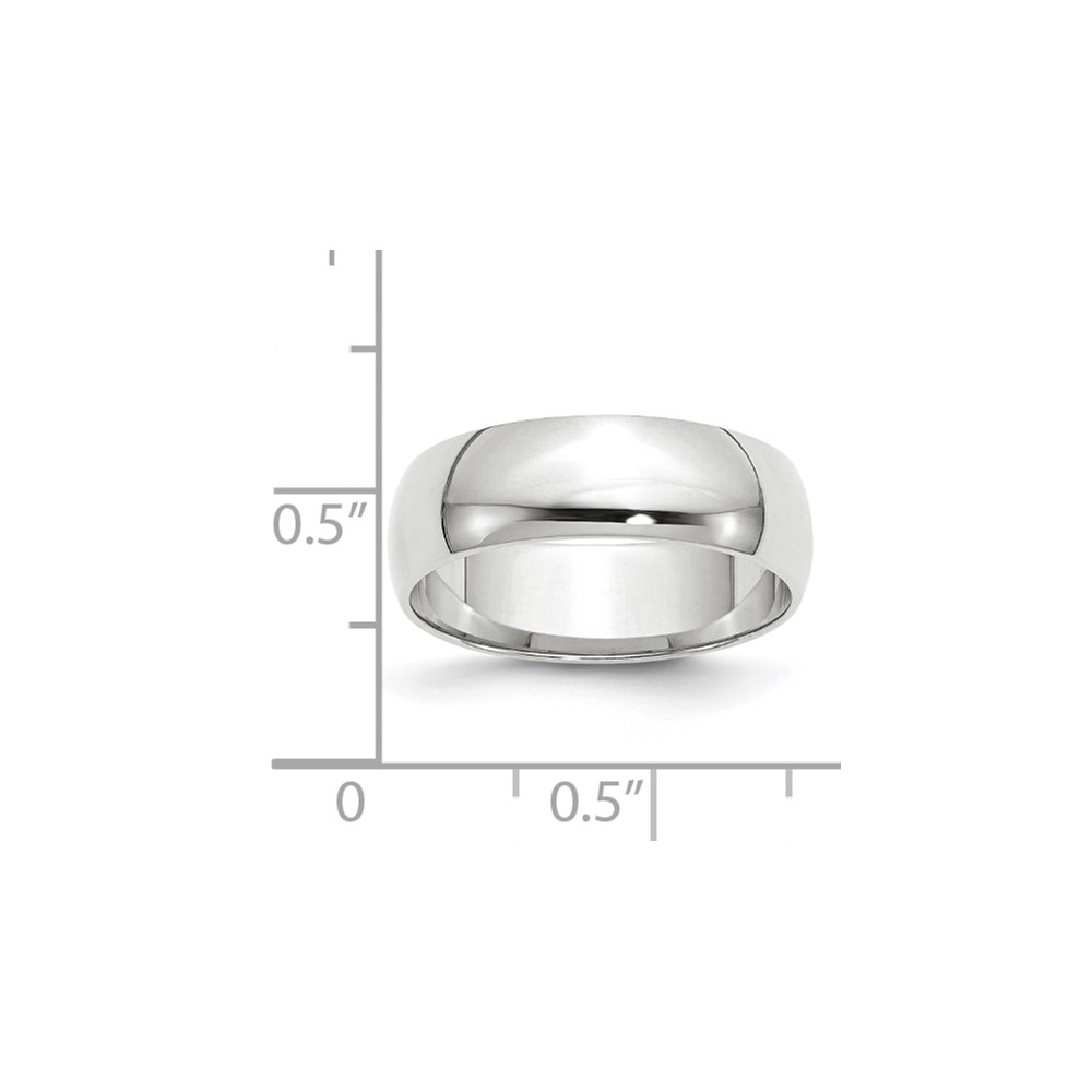 10k White Gold 6mm Lightweight Half Round Wedding Band Size 10 (1WHRL060-10)