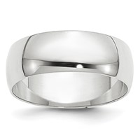 14K 6.5mm White Gold Ltw Half Round Band view 1