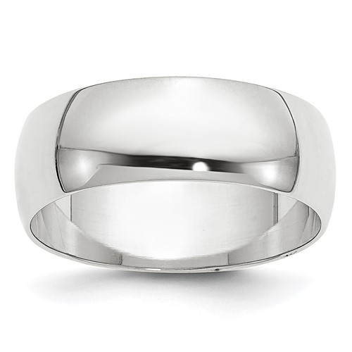 10K 6.5mm White Gold Ltw Half Round Band, Size 5