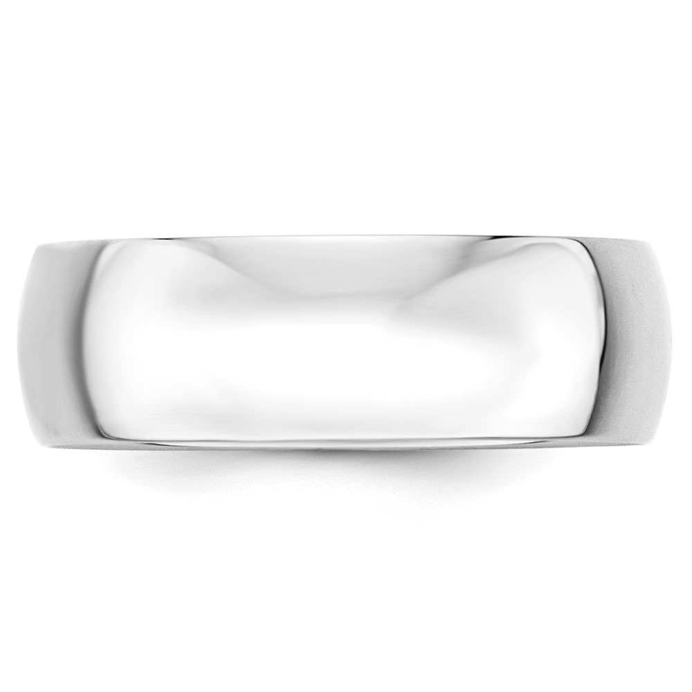 14k White Gold 7mm Lightweight Half Round Wedding Band Size 7 (WHRL070-7)