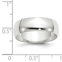 14K White Gold 7mm Lightweight Half Round Wedding Band view 3