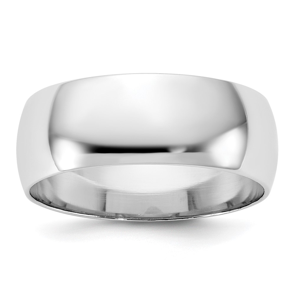 10k White Gold 7mm Lightweight Half Round Wedding Band Size 13 (1WHRL070-13)
