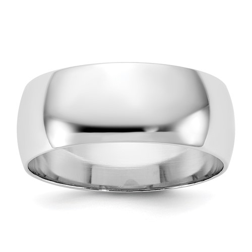 14K 7.5mm White Gold Ltw Half Round Band, Size 5