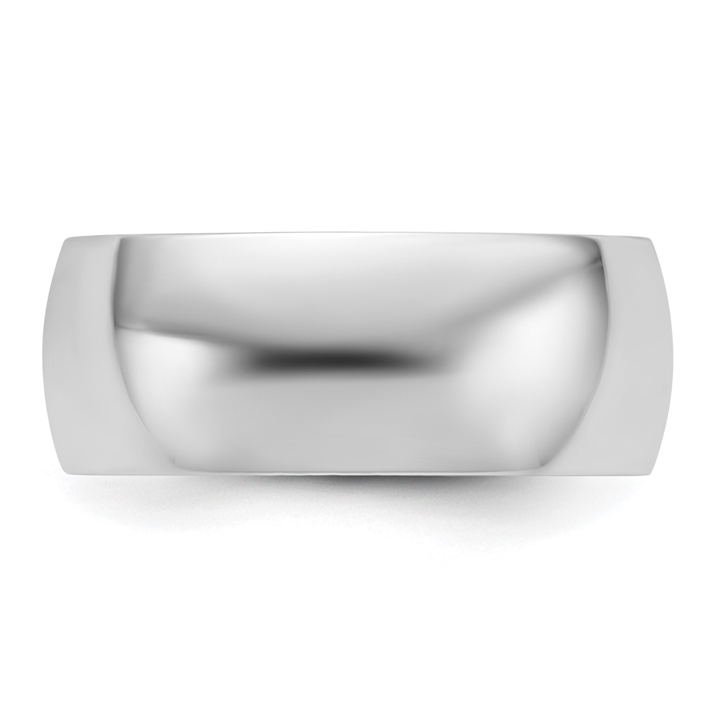 14k White Gold 8mm Lightweight Half Round Wedding Band Size 13 (WHRL080-13)