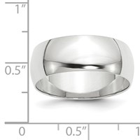 10K White Gold 8mm Lightweight Half Round Wedding Band, Size 5 view 4