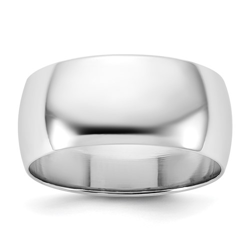 14K 8.5mm White Gold Ltw Half Round Band, Size 5