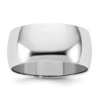 14K 9mm White Gold Ltw Half Round Band, Size 6 view 1