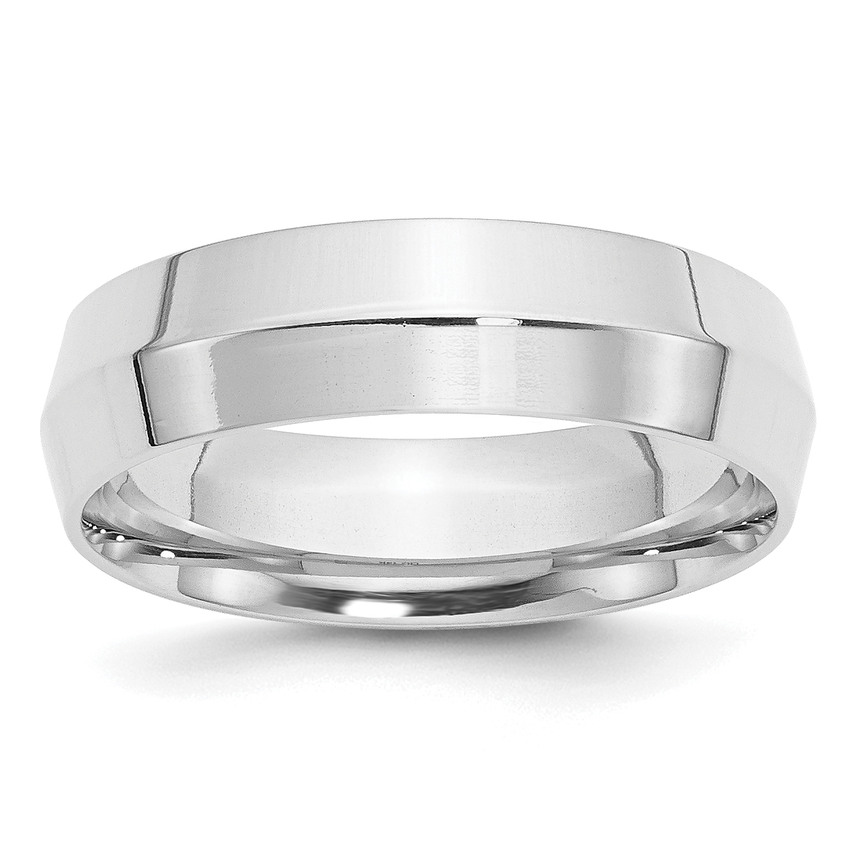 14k White Gold 6mm Knife Edge Comfort Fit Wedding Band Size 5.5 (WKEC060-5.5)