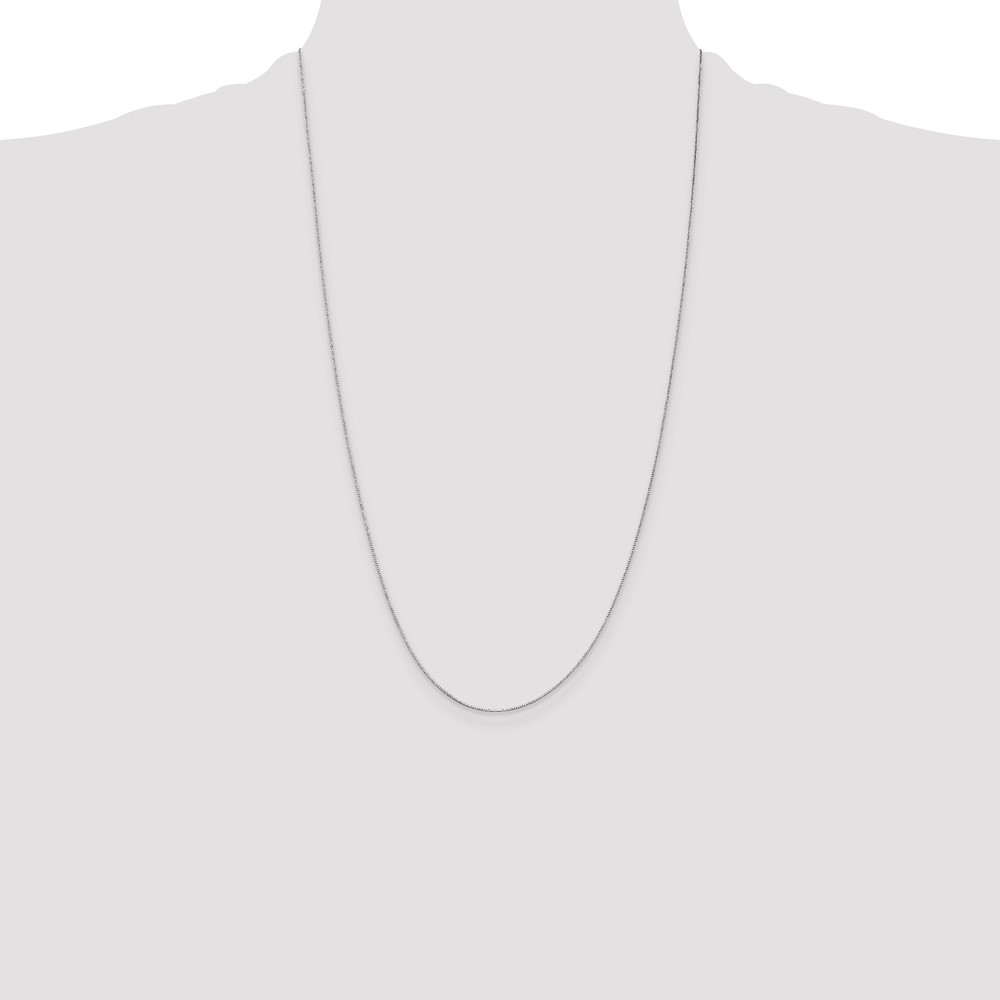 14K White Gold 26 inch .5mm Box with Spring Ring Clasp Chain (WLB040-26)