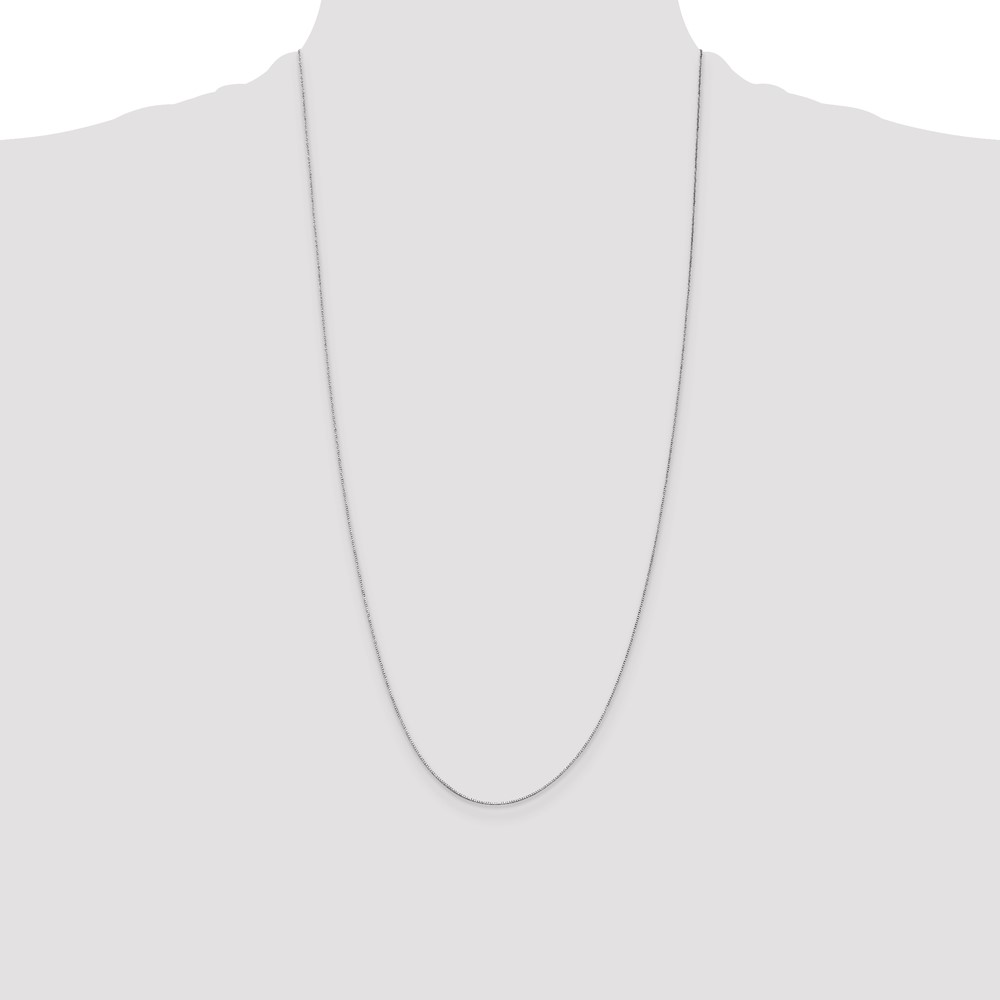 14K White Gold 28 inch .5mm Box with Spring Ring Clasp Chain (WLB040-28)