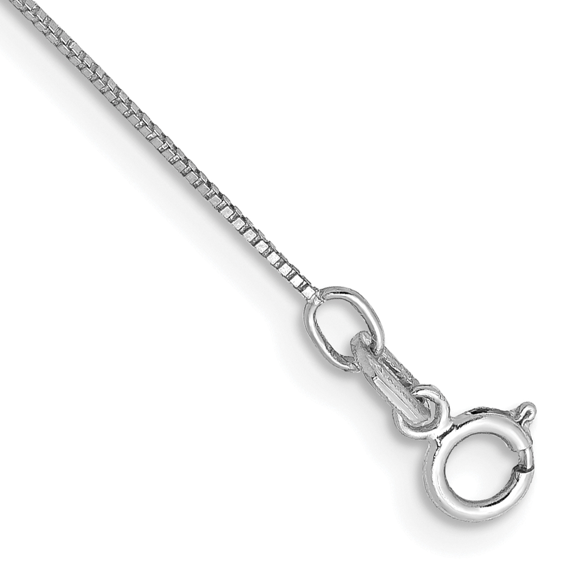 14K White Gold 10 inch .5mm Box with Spring Ring Clasp Anklet (WLB040-10)
