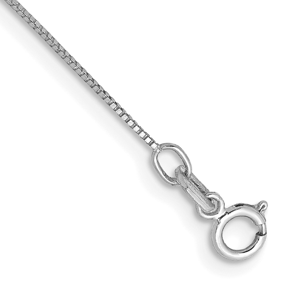 14K White Gold 10 inch .5mm Box with Spring Ring Clasp Anklet (WLB040-10)