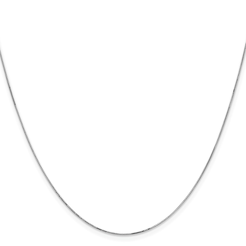 14K White Gold 22 inch .5mm Box with Lobster Clasp Chain