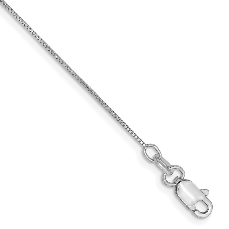 14K White Gold 10 inch .5mm Box with Lobster Clasp Anklet
