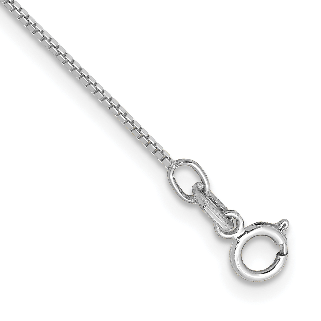 14K White Gold 10 inch .7mm Box with Spring Ring Clasp Anklet (WLB050-10)
