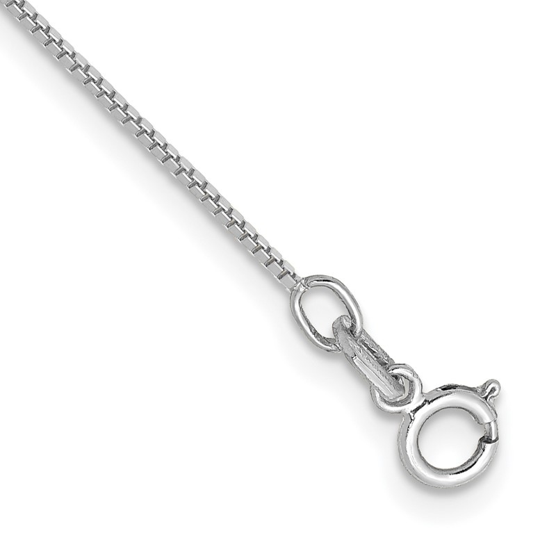 14K White Gold 10 inch .7mm Box with Spring Ring Clasp Anklet