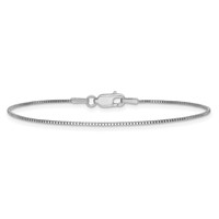 14K White Gold.95mm Box Bracelet with Lobster Clasp, 7" view 3