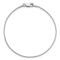 14K White Gold.95mm Box Bracelet with Lobster Clasp, 7" view 4