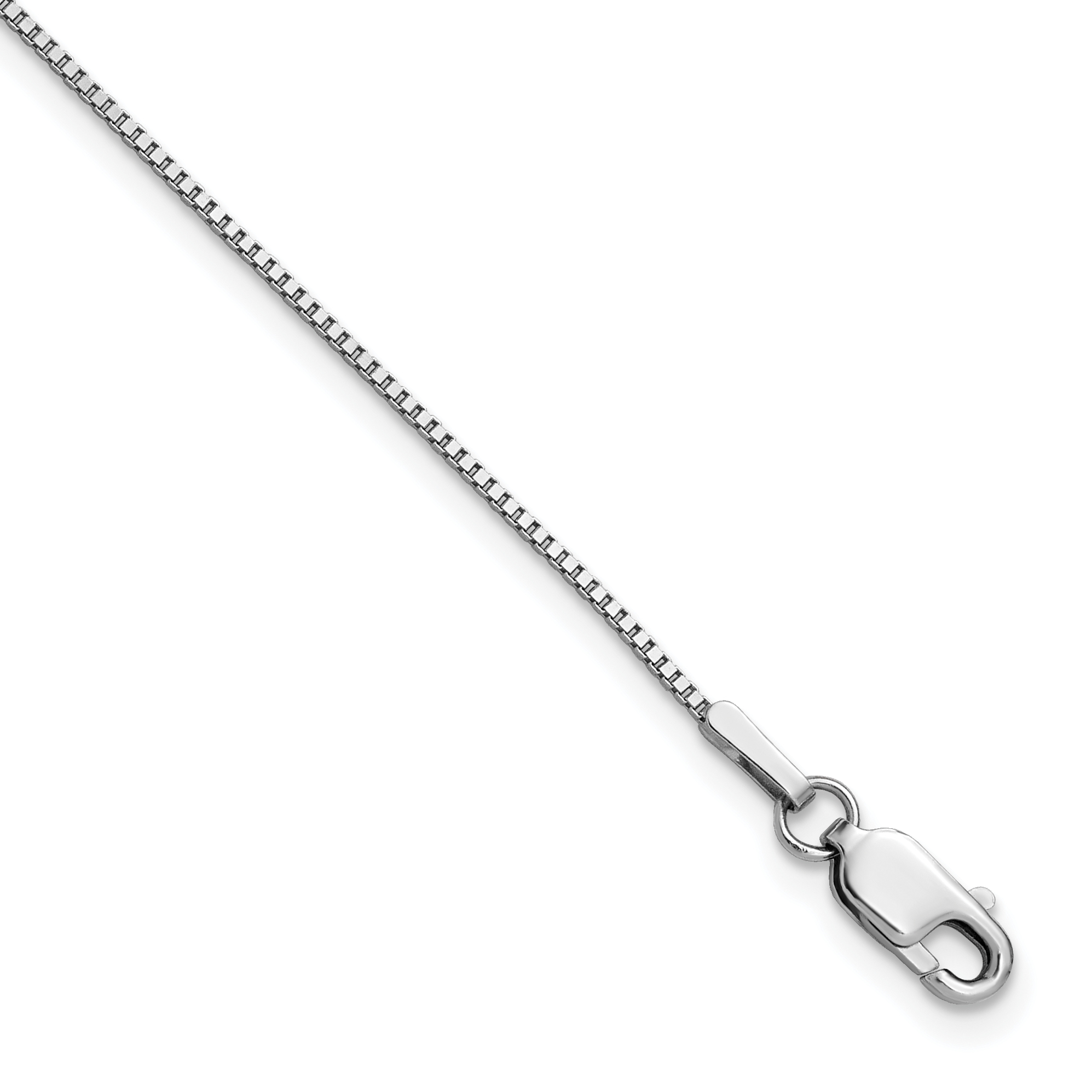 14K White Gold 30 inch .95mm Box with Lobster Clasp Chain (WLB095-30)