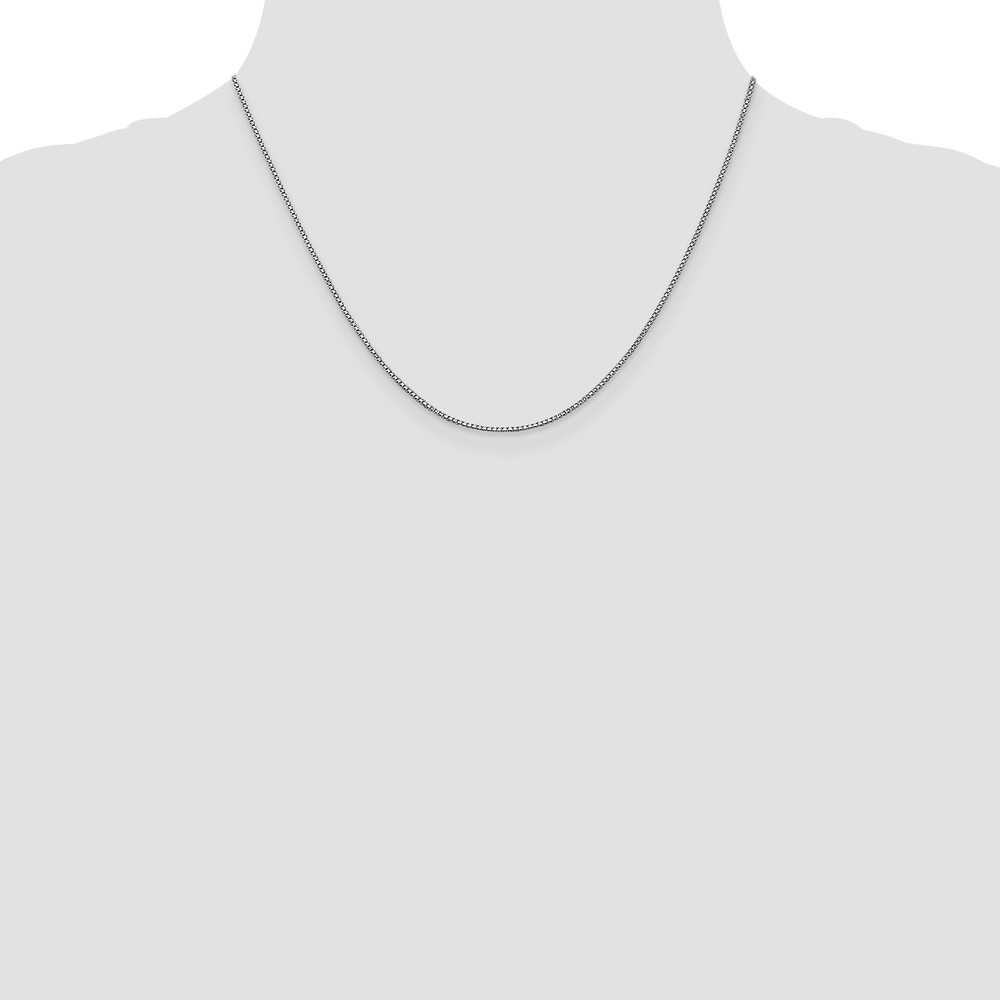 14K White Gold 18 inch 1mm Box with Lobster Clasp Chain (WLB100-18)