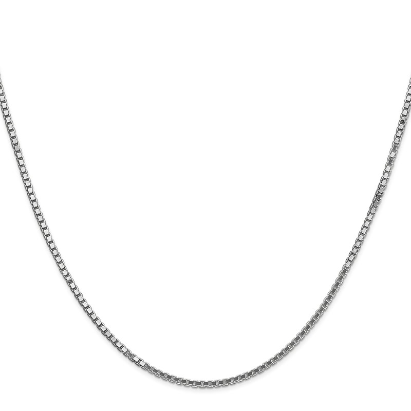 14K White Gold 24 inch 1.5mm Box with Lobster Clasp Chain