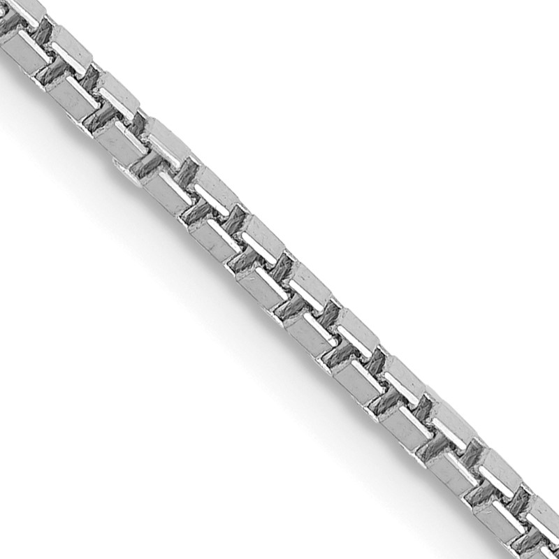 14K White Gold 24 inch 1.5mm Box with Lobster Clasp Chain
