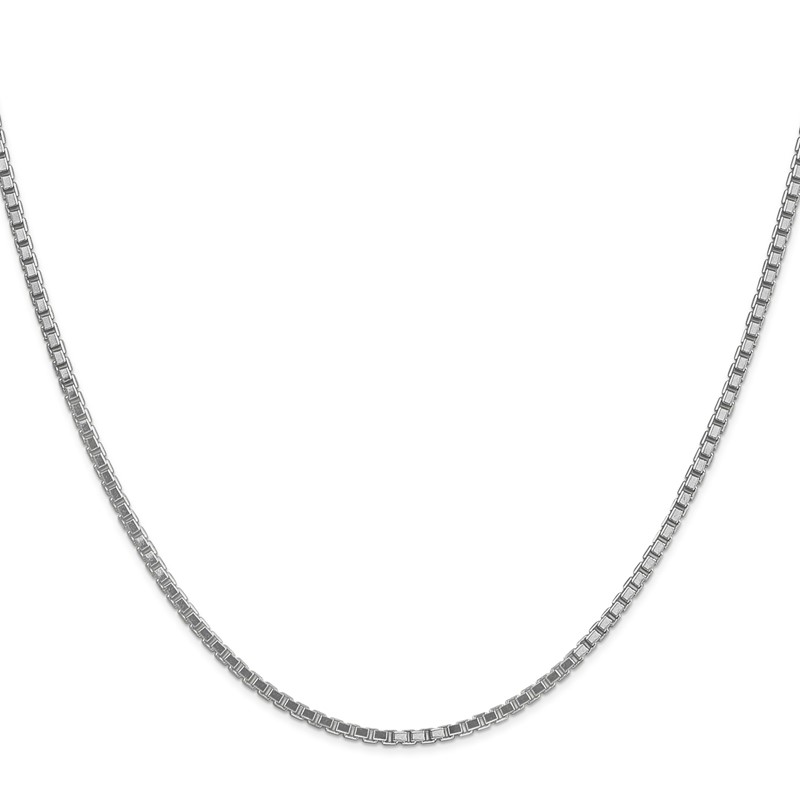 14K White Gold 28 inch 1.9mm Box with Lobster Clasp Chain