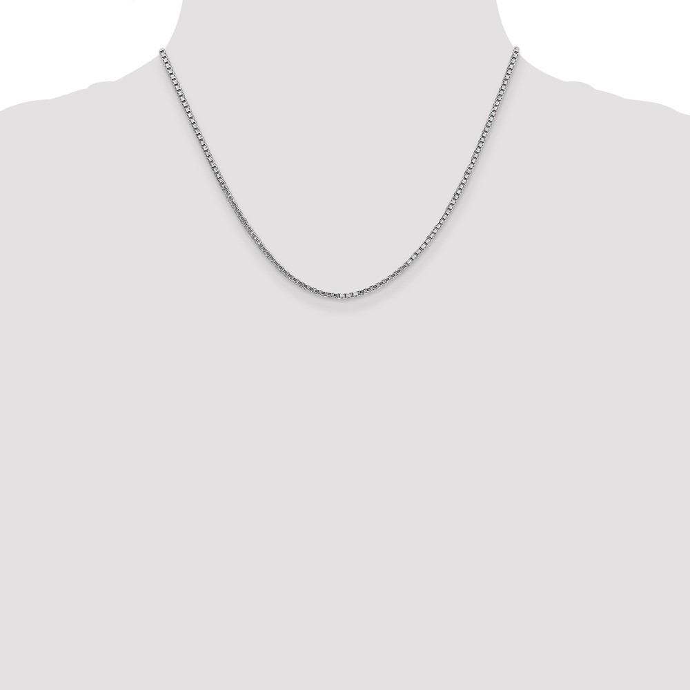 14K White Gold 18 inch 1.9mm Box with Lobster Clasp Chain (WLB200-18)