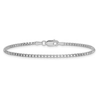 14K White Gold 1.9mm Box Bracelet with Lobster Clasp - 7in view 4