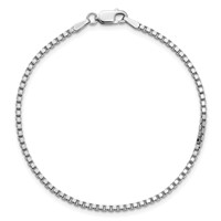 14K White Gold 1.9mm Box Bracelet with Lobster Clasp - 7in view 5