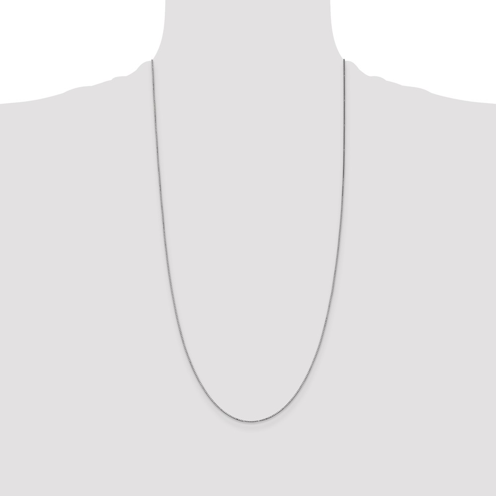 14K White Gold 28 inch .9mm Box with Spring Ring Clasp Chain (WLBS-28)