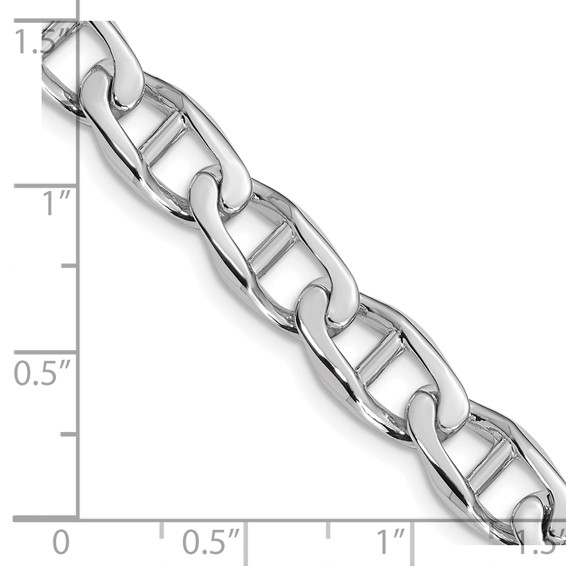 14K White Gold 9mm Hand Polished Fancy Anchor Link with Fancy Lobster Clasp Chain (per inch)