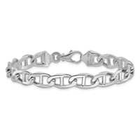 14K White Gold 9mm Hand Polished Fancy Anchor Link Bracelet with Fancy Lobster Clasp, 8" view 3