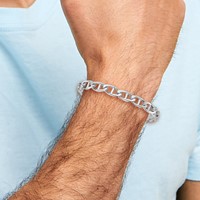 14K White Gold 9mm Hand Polished Fancy Anchor Link Bracelet with Fancy Lobster Clasp, 8" view 4