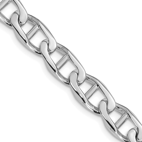 14K White Gold 9mm Hand Polished Fancy Anchor Link with Fancy Lobster Clasp Chain (per inch)