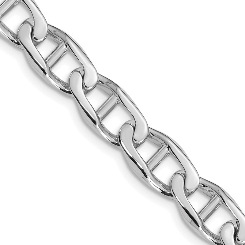 14K White Gold 24 inch 9mm Hand Polished Fancy Anchor Link with Fancy Lobster Clasp Chain