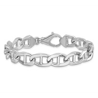 14K White Gold 10.3mm Hand Polished Fancy Anchor Link Bracelet with Fancy Lobster Clasp, 8" view 3
