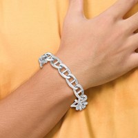 14K White Gold 10.3mm Hand Polished Fancy Anchor Link Bracelet with Fancy Lobster Clasp, 8" view 4