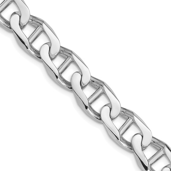 14K White Gold 10.3mm Hand Polished Fancy Anchor Link with Fancy Lobster Clasp Chain (per inch)