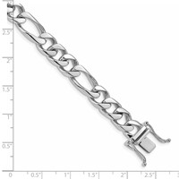 14K White Gold 9mm Hand Polished Figaro Link Bracelet with Box Catch Clasp, 8" view 5