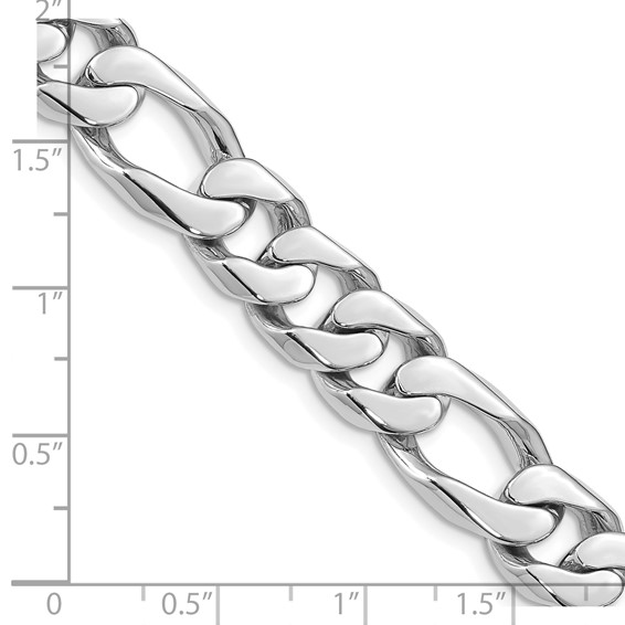 14K White Gold 10mm Hand Polished Figaro Link with Box Catch Clasp Chain (per inch)