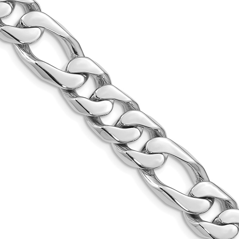 14K White Gold 20 inch 10mm Hand Polished Figaro Link with Box Catch Clasp Chain