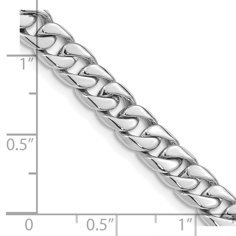 14K White Gold 20 inch 6.8mm Hand Polished Flat Beveled Curb Link with Box Catch Clasp Chain