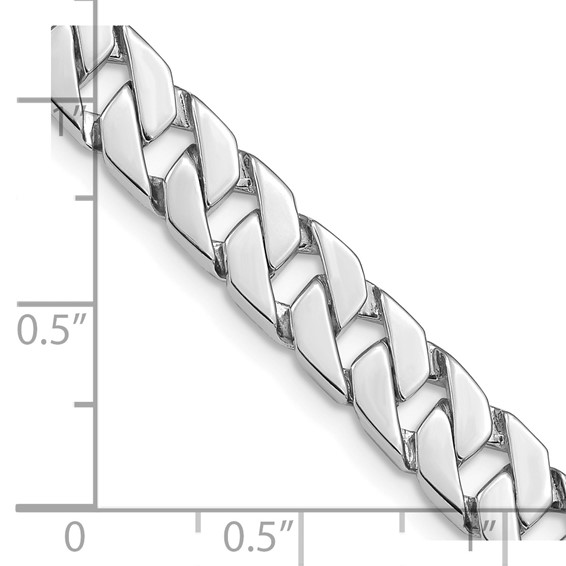 14K White Gold 7.4mm Hand Polished Fancy Link with Fancy Lobster Clasp Chain (per inch)