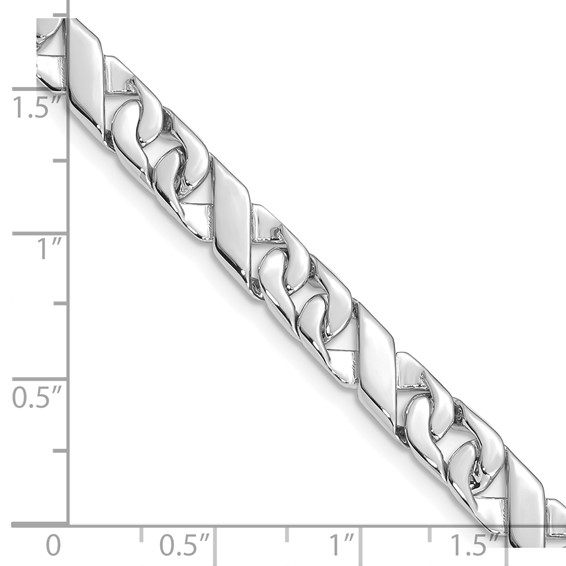 14K White Gold 6.7mm Hand Polished Fancy Link with Fancy Lobster Clasp Chain (per inch)