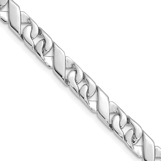 14K White Gold 6.7mm Hand Polished Fancy Link with Fancy Lobster Clasp Chain (per inch)