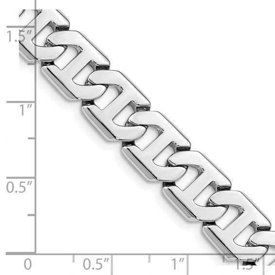 14K White Gold 22 inch 10.2mm Hand Polished Fancy Link with Box Catch Clasp Chain