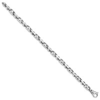14K White Gold 5.5mm Fancy Link Bracelet with Fancy Lobster Clasp, 8" view 2