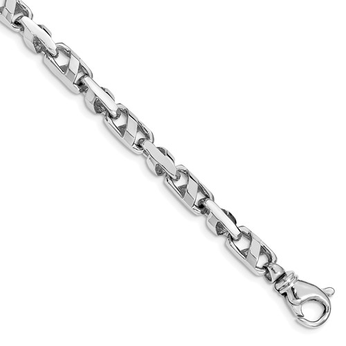 14K White Gold 5.5mm Fancy Link Bracelet with Fancy Lobster Clasp, 8"